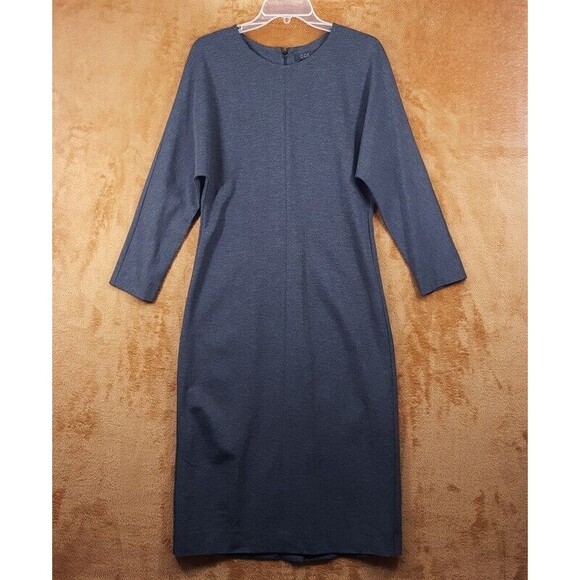 COS Dress Womens Size 42 Gray Midi Sheath Ponte Stretch Dolman Sleeve US 12 - Picture 1 of 9